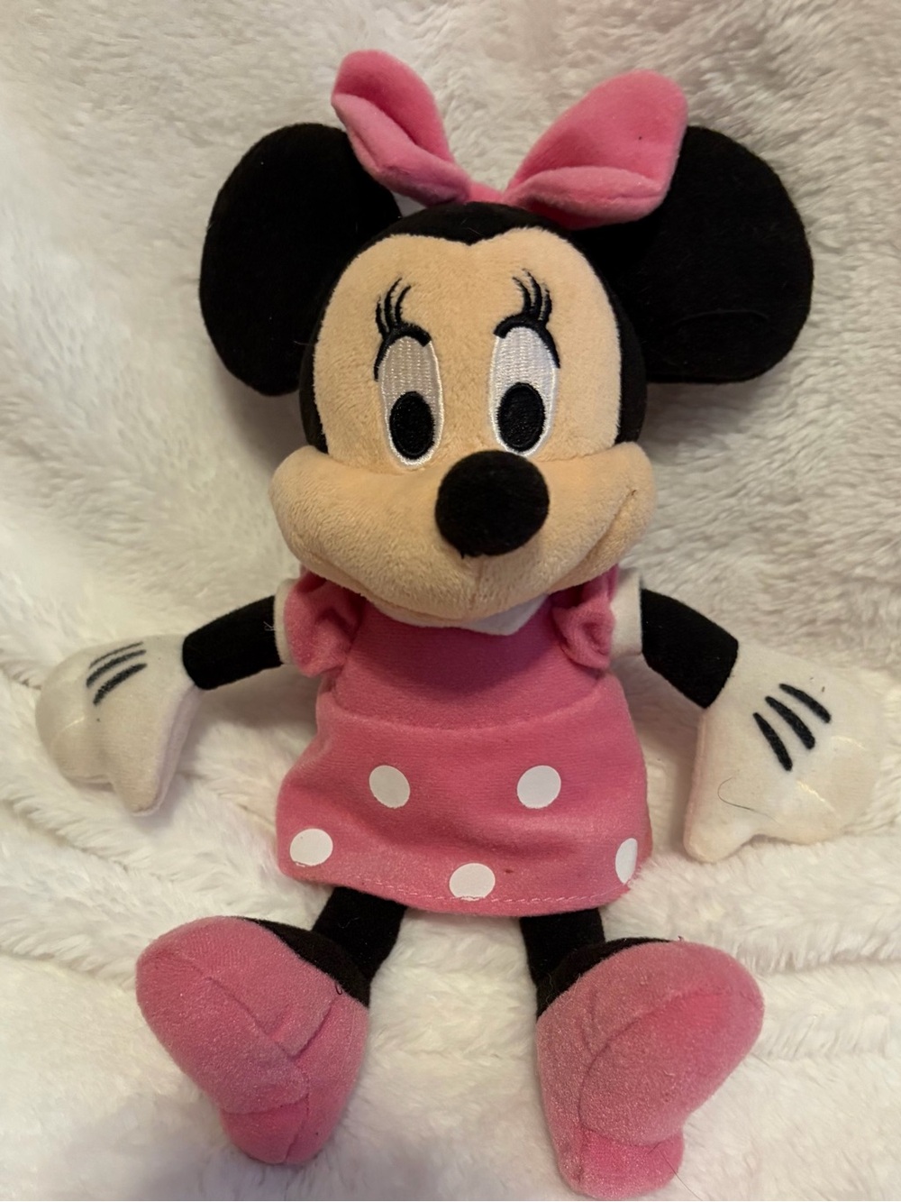 Disney Minnie Mouse Pink & Black Polka Dot 9” Plush